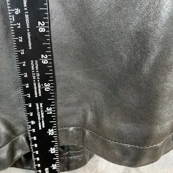 Vtg Men's sz L Banana Republic Black Leather Matrix Long Leather Coat Button-Up